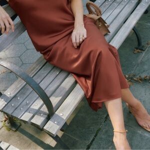 Abercrombie and Fitch Mid Rise Satin Maxi Skirt